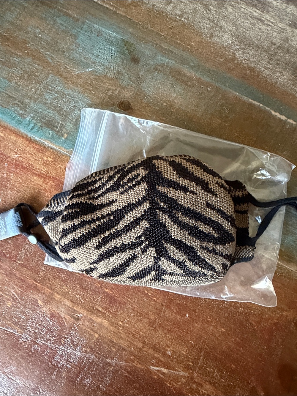 NWOT St. John Zebra Woven Face Mask